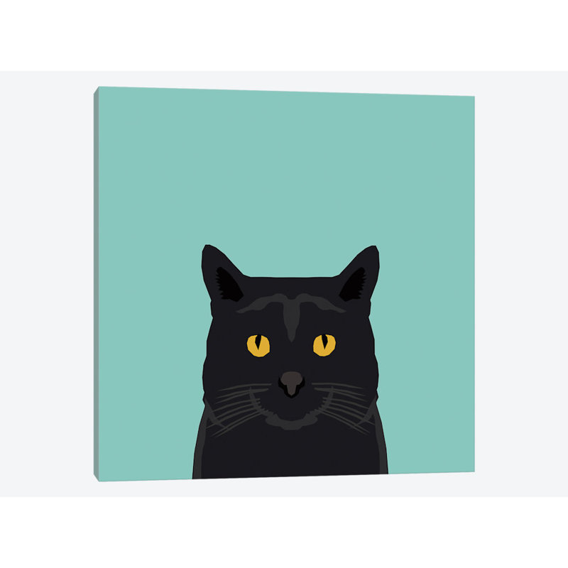 « chat », impression sur toile tendue, H 12 po x l 12 po x P 0,75 po, Toile tendue, Pas de tapis