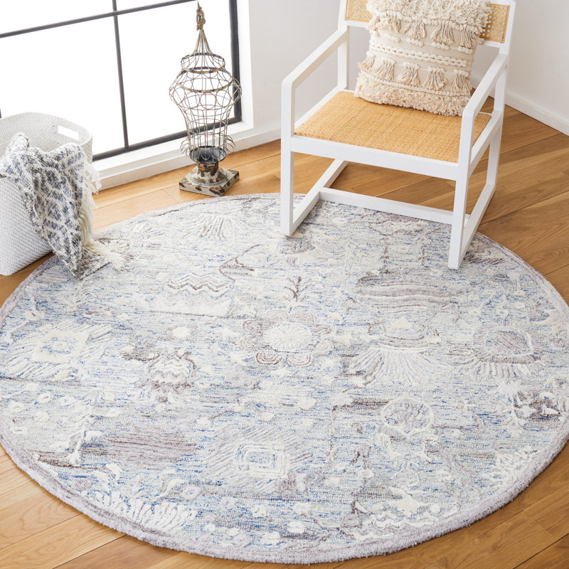 Tapis floral performance touffeté à la main Glamour, Rond 6 pi