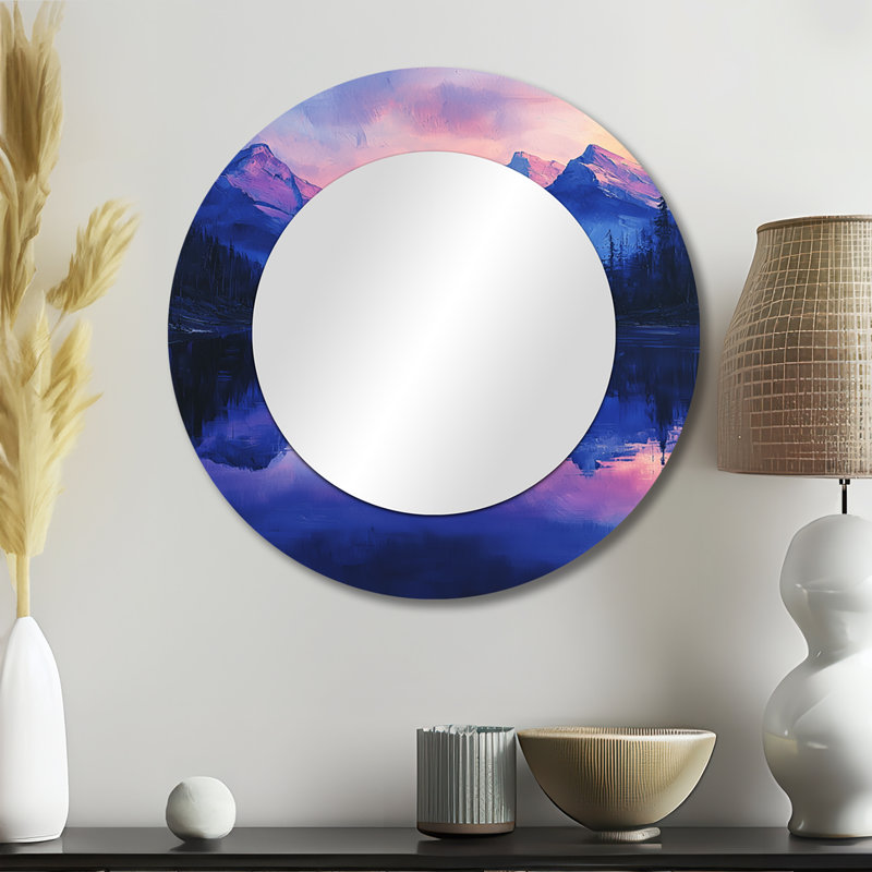 Mountain Reflections At Dusk I - Paysage mural miroir montagnes - imprimé sur métal, 23 po x 23 po