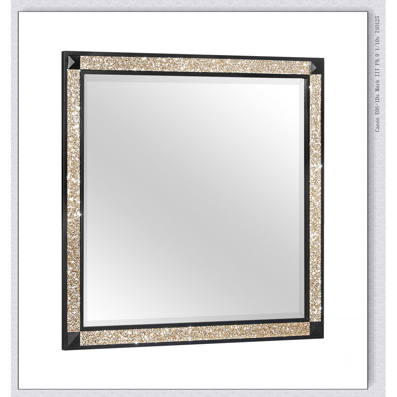 Miroir à grande échelle avec détails scintillants - S'attache à la commode - Fabrication robuste, cadre élégant