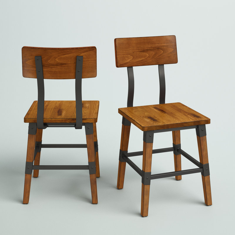 Lazro Commercial Grade Rustic Antique Industrial Style Wood Dining Chair, Brown