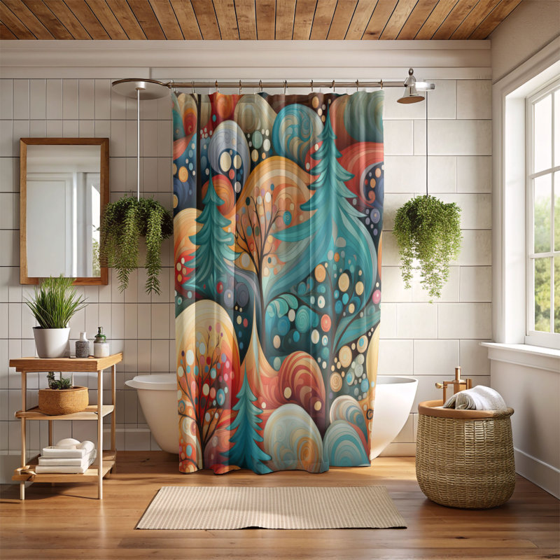 Rideau de douche Celebration Tree - Premium, H 74 po x l 71 po