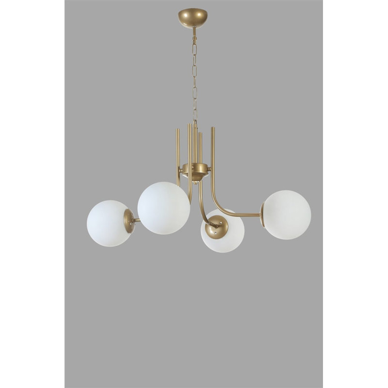 Lustre élégant en métal, finition blanche et or, 25,6 po de diamètre x 27,6 po de hauteur | Douille E27, 40 W maximum | Éclairage élégant pour le salon et la salle à manger, classé IP20, parfait pour la décoration moderne