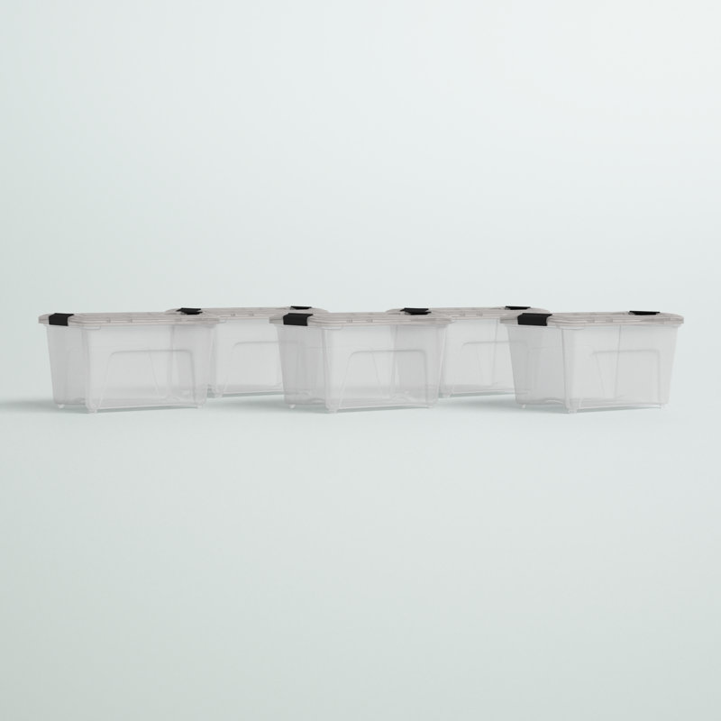 54 Qt./13.5 Gal. Plastic Storage Box with Latching Lid in Clear, 19, 9.625"H x 12.375"W x  15.375"D