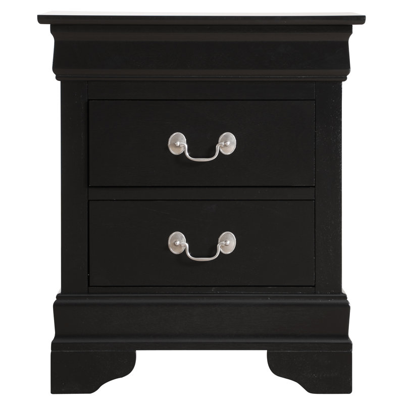 LouisPhillipe 21"L x 24"H 2-Drawers Nightstand, Black, Black
