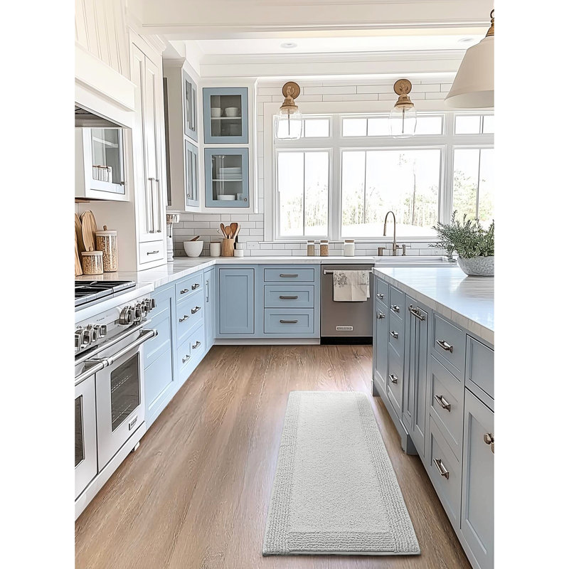 Tapis gris pour salle de bain réversible 100% coton 24 x 60 po 3000 g / m² - conçu pour la douceur et l'élégance, velours moyen, durable, lavable à la machine, antidérapant