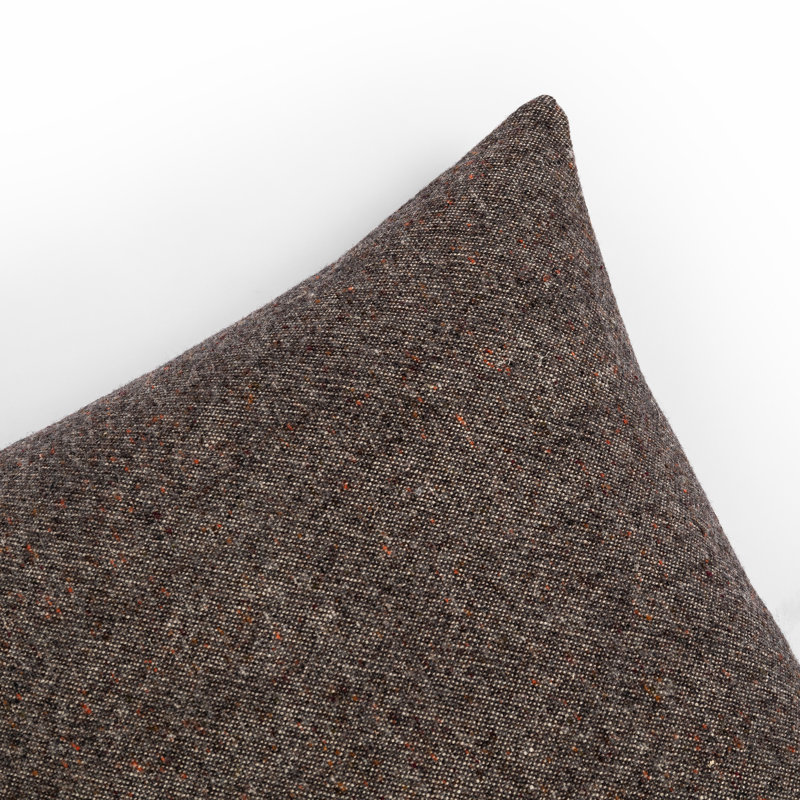 Hasselt Ebony Stonewash Linen and Wool Reversible Throw Pillow