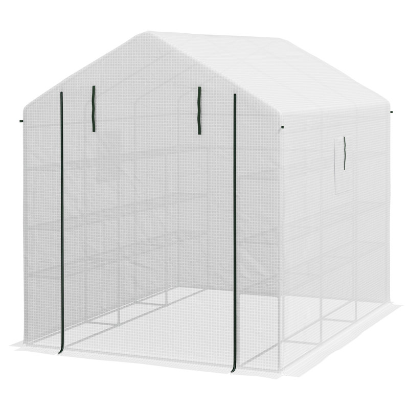 Serre avec porte grillagée Outsunny, H 84,8 po x l 95,3 po x P 70,8 po, Blanc