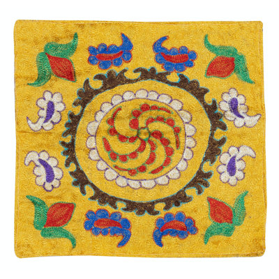 Housse de coussin en soie et coton brodée. Coussin décoratif fait à la main. Nouveau coussin en dentelle.