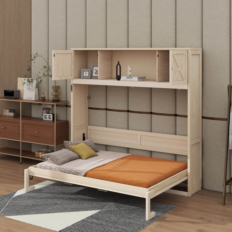 Lit escamotable double avec armoires de rangement