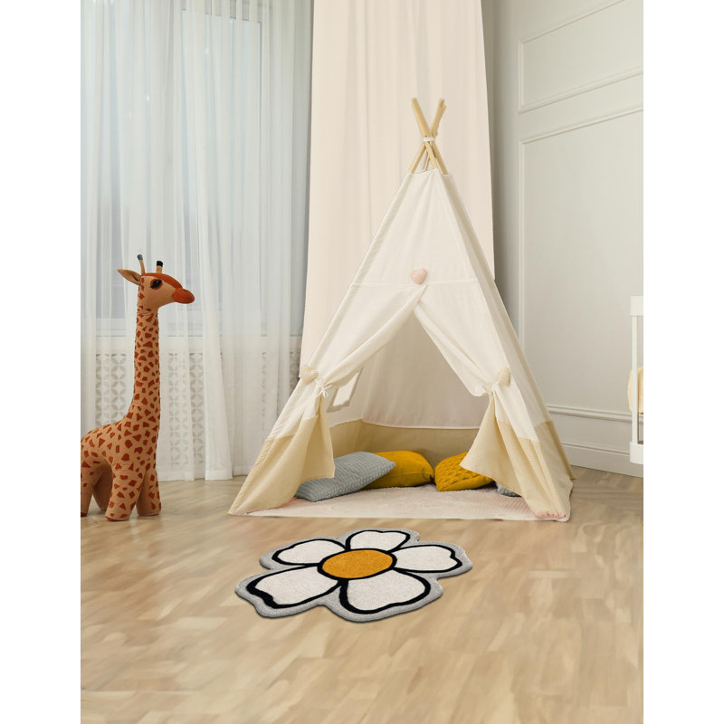 Unique Loom Daisy Playtime Kids Wool Rug, Daisy 2'2" x 2'2"