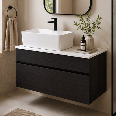 31.5" Modern Floating Bathroom Vanity with Sink, Wall-Mounted Cabinet & Drawer