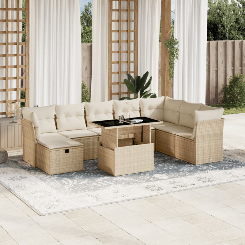 Vidaxl Garden Sofa Set PE Rattan Large