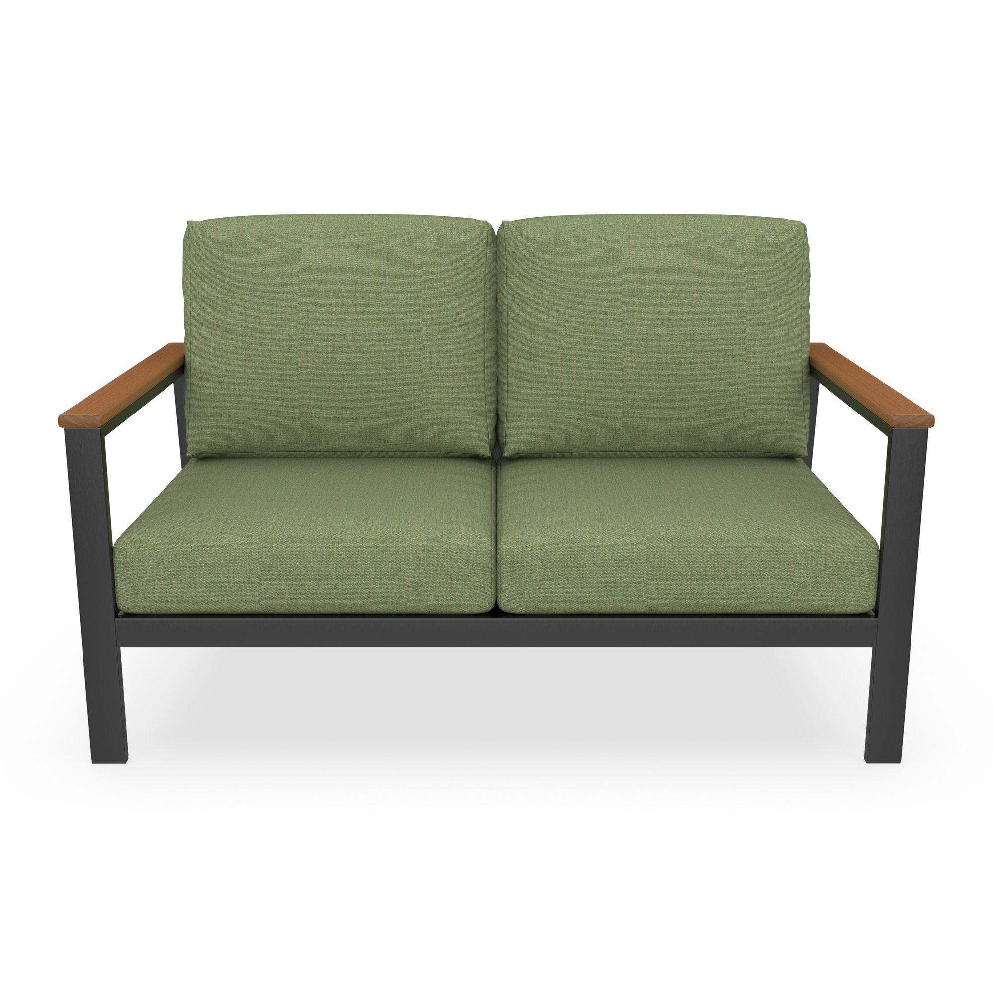 Townsend Loveseat with Sunbrella Cushion, Sunbrella Cavnas Heather Beige, Brown