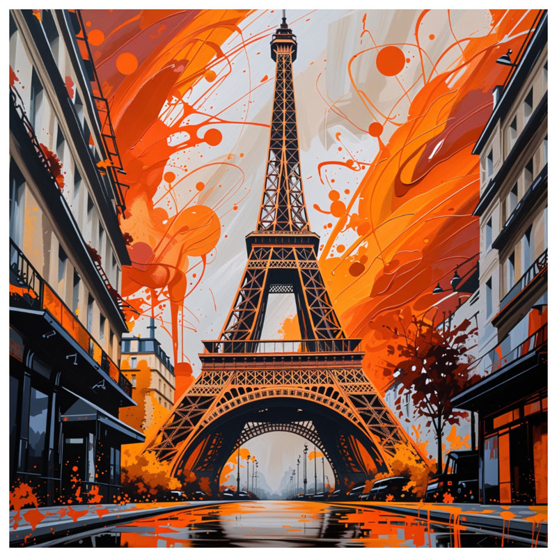 Tapisserie murale Tour Eiffel - Décoration murale architecture, H 104 po x 88 avec 4 œillets