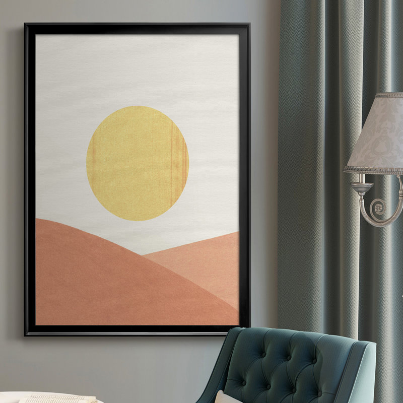 Simple Boho Sun I, toile encadrée de qualité supérieure - prête à être accrochée, Cadre noir, H 36,5 po x l 26,5 po x P 1 po