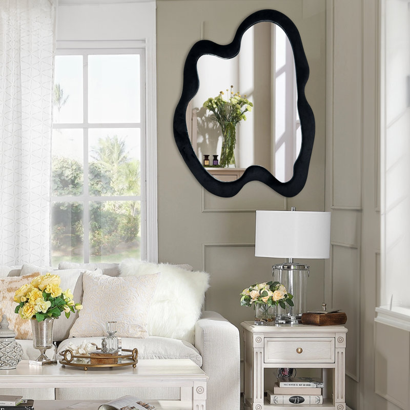 Miroir mural irrégulier, 20 po x 28 po, Noir