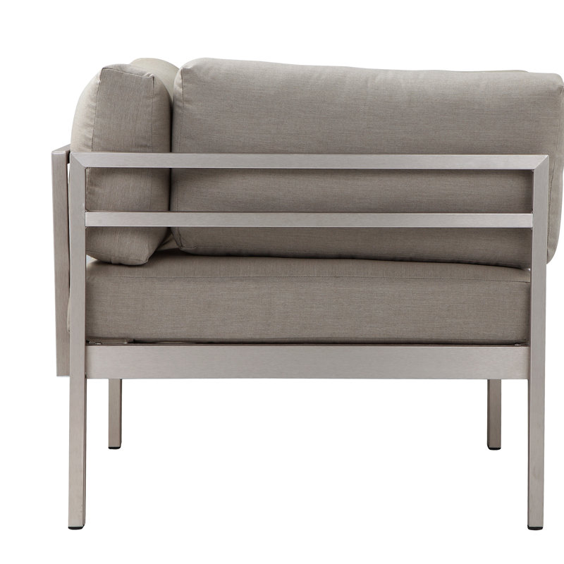 Pangea Home Novae Aluminum Outdoor Patio Chair with Quick-Dry Cushions – Modern Lounge Chair with Large Comfortable Cushions & Easy Assembly