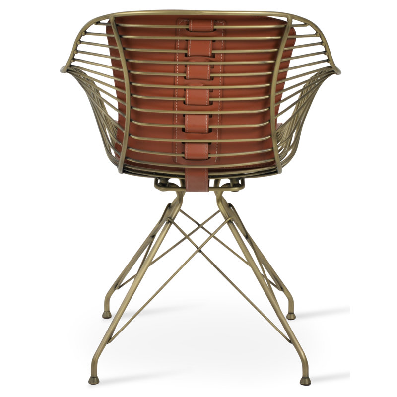 Chaise avec accoudoirs Zebra, Laiton, Cannelle