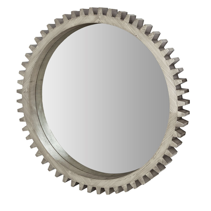 Miroir d'appoint Kazmira Cog, 44 po x 44 po, Gris