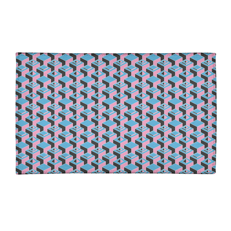 Tapis rose/noir/bleu ciel skyscrapers dark, Rectangle 3 pi x 5 pi