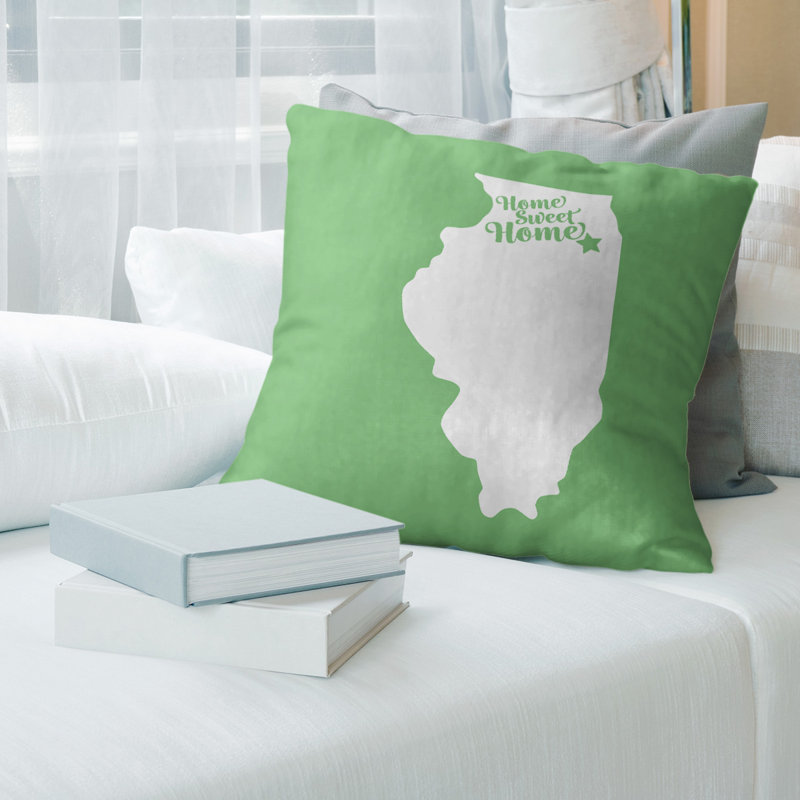 Reversible Throw Pillow, 20" x 20", Green, Joliet