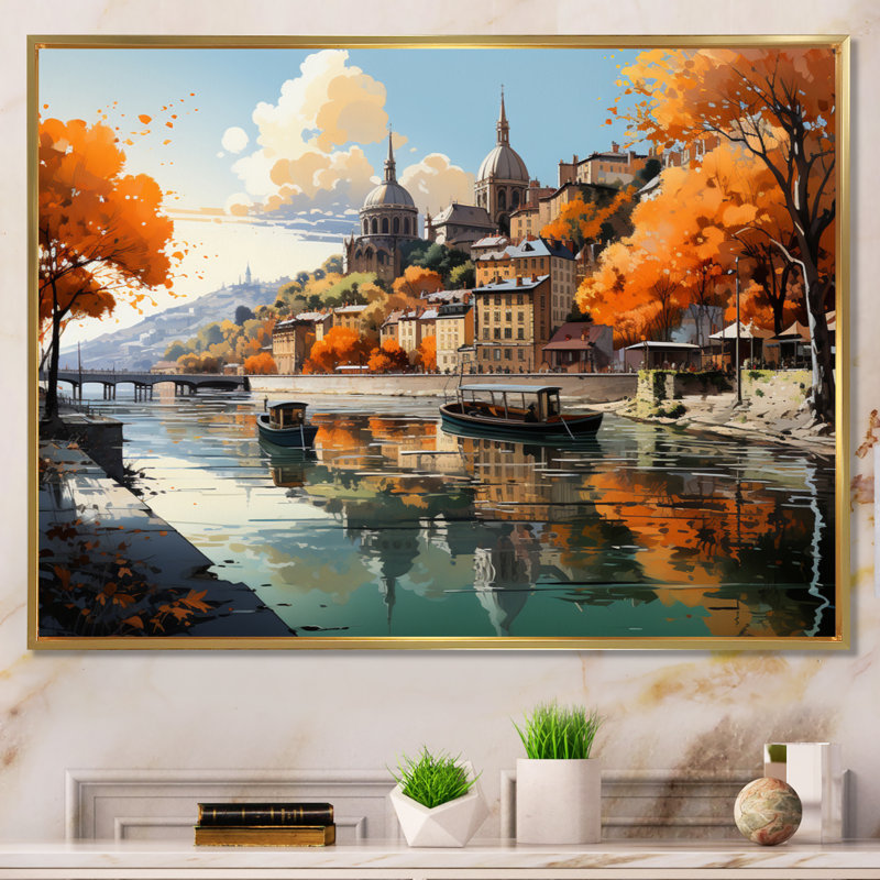 Mariell, Allemagne campagne campagne - impression, Cadre flottant doré, H 16 po x l 32 po x P 1 po