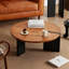 Table basse ronde en bois massif rétro noir