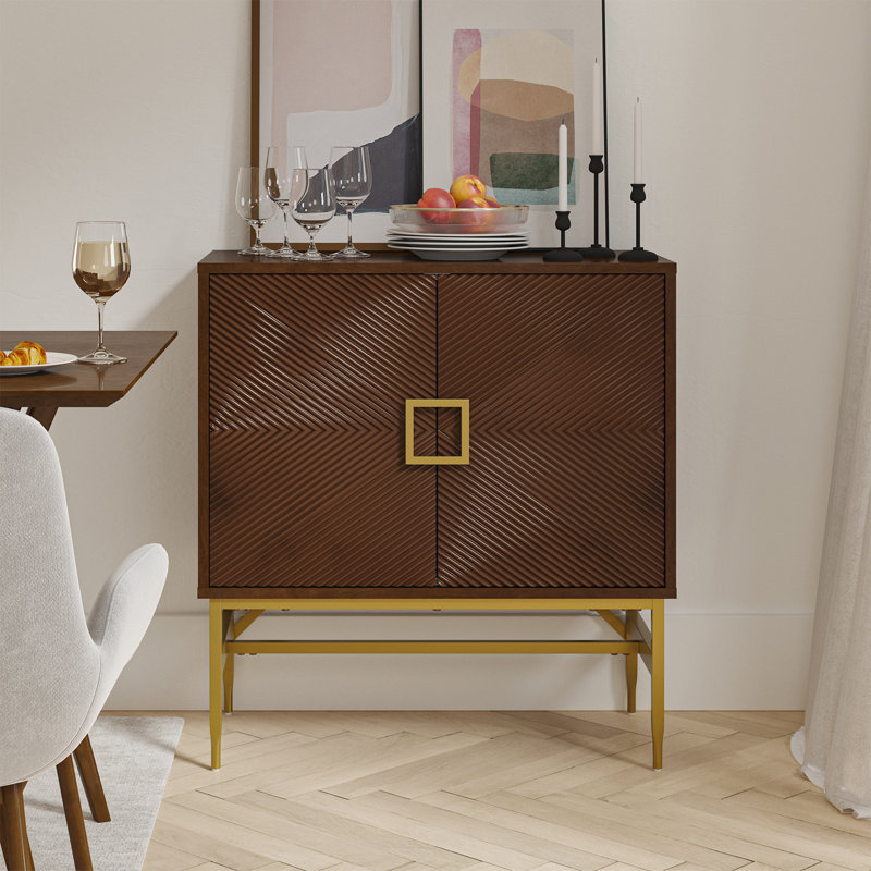 Armoire d'appoint moderne à 2 portes de 34 po Lashawnna, Brun