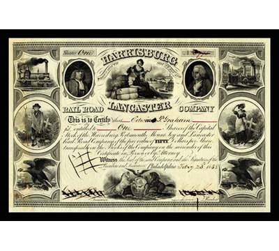 " Harrisburg Lancaster Railroad Company Stock " Graphic Art Print