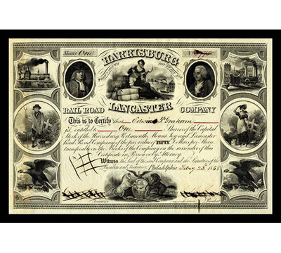 " Harrisburg Lancaster Railroad Company Stock "
