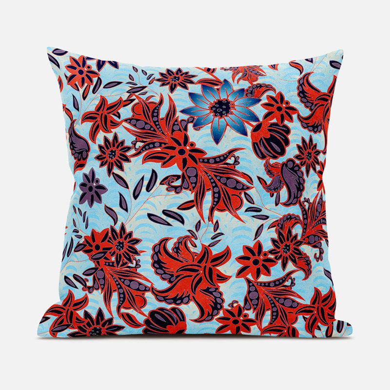 Floral Square Throw Cushion, 41cm H x 41cm W, Grey/Green