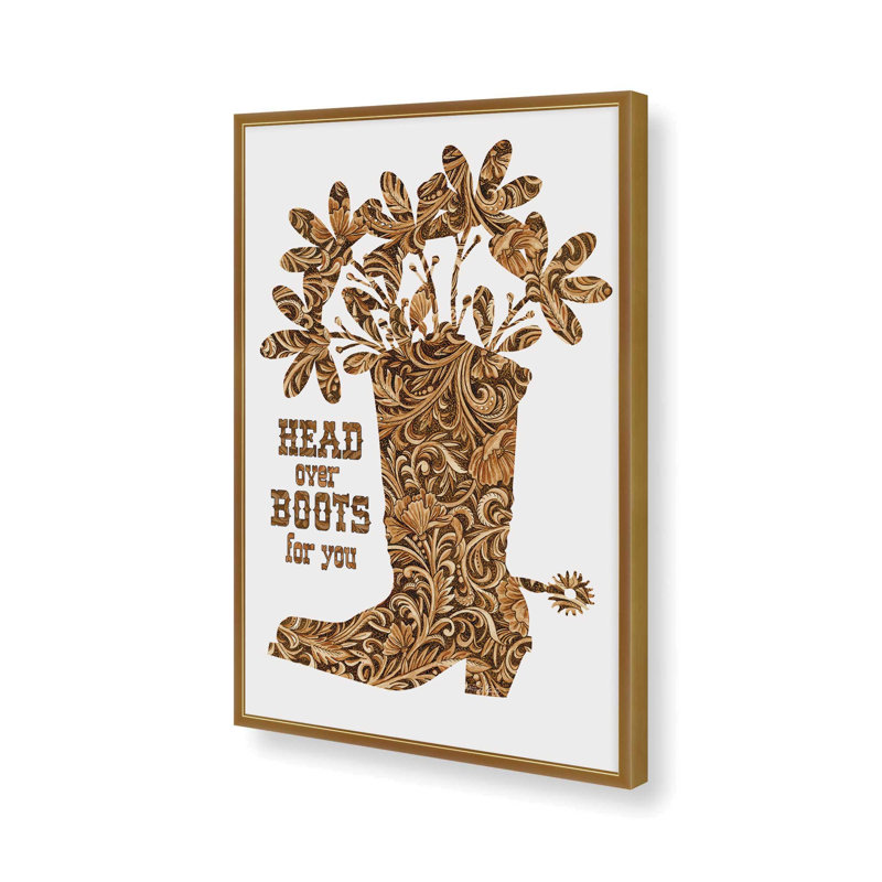 «Head Over bottes for you» par Cindy Jacobs, reproduction d'art, L 8 po x H 12 po, Or, Impression encadrée