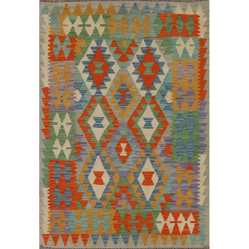 Tapis décoratif multicolore kilim oriental 4 x 5