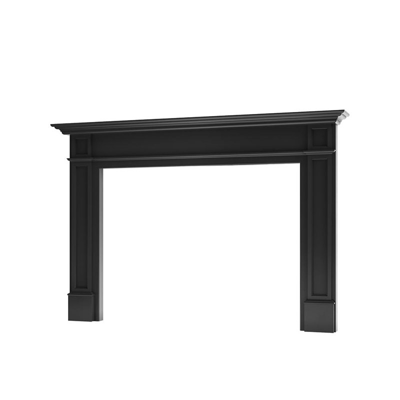 Lenwood  48"x42" Traditional Wood Fireplace Mantel Surround Kit Includes Wooden Mantel Surround & Shelf, Black, 72" L