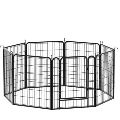 Rouille - clôture en métal à 8 panneaux - parc pour chien d'une hauteur de 31,7 po avec porte, pour animaux domestiques et espaces d'exercice intérieur et extérieur