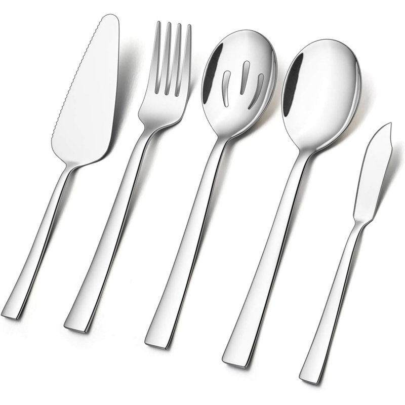 Ensemble d'ustensiles de service 5 pièces, outils de restauration en acier inoxydable pour buffet, fête, cuisine et restaurant, allant au lave-vaisselle et non toxiques