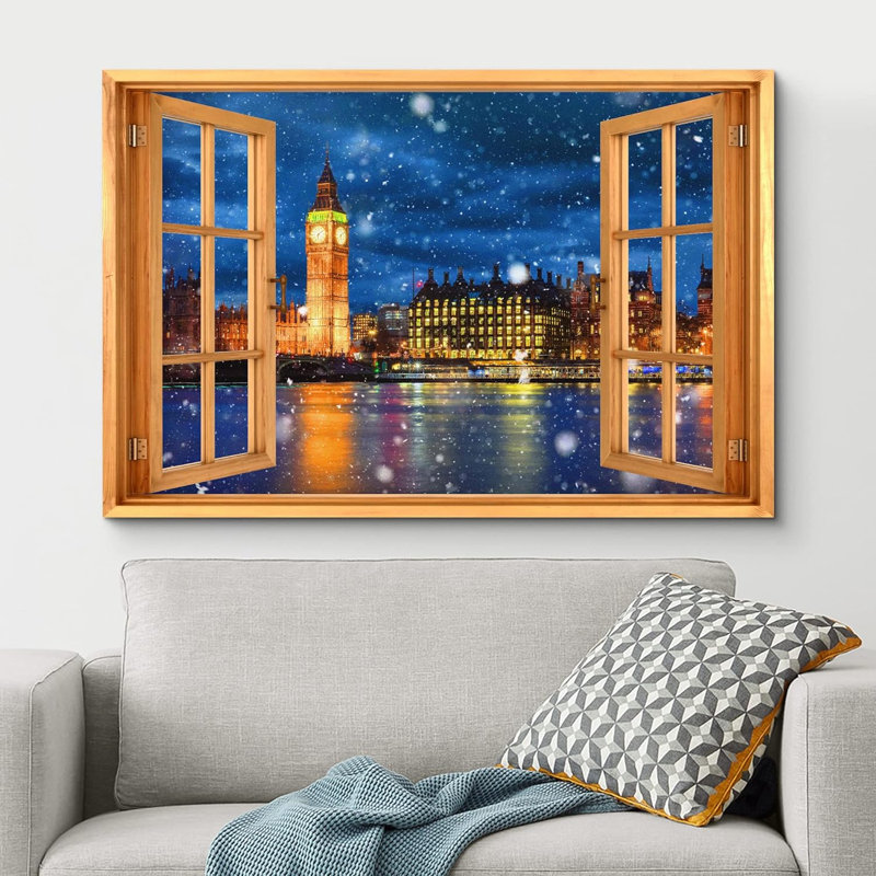 Célébration des fêtes de Noël «Window View London England Winter Wonderland Celebrations & Holidays Nature Images Landscape» sur toile