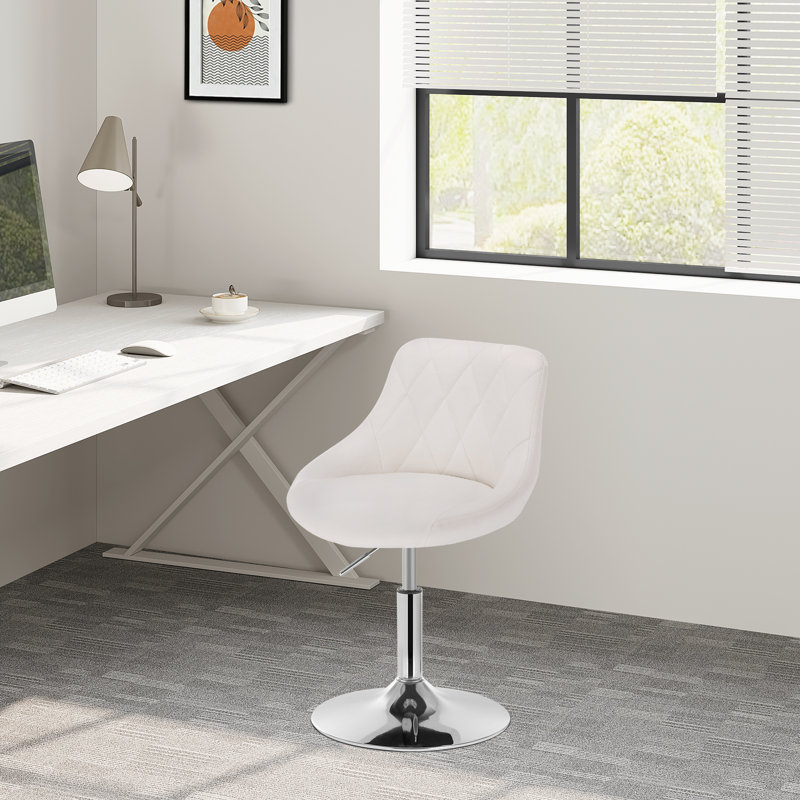 Dequesha Swivel Upholstered Adjustable Height Counter Stool, White