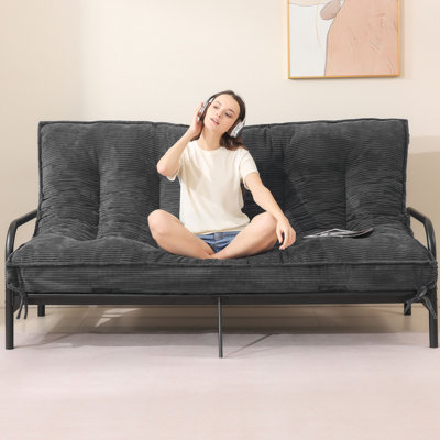 Futon Mattress Japanese Floor Topper, 8" Memory Foam Foldable Futon Pad, Portable Roll Up Sleeping Mat For Camping, Easy To Store With Dust Cover by Trule
