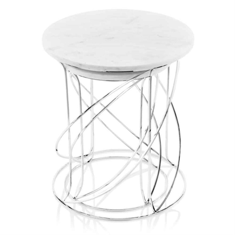 Tables de bout rondes en marbre Fleta 21 po, blanc