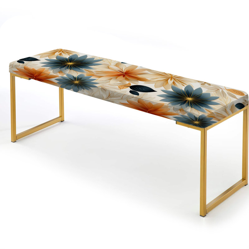 Motif Earthy Mandala Ii Boho - banc rembourré floral doré