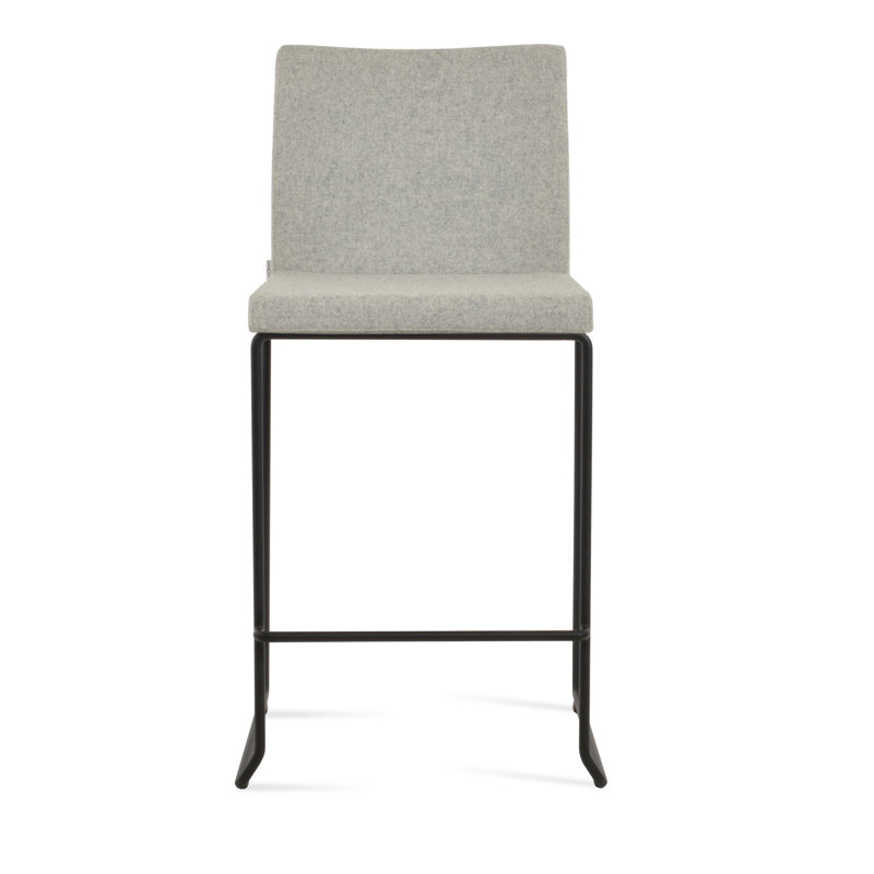 Tabouret de bar et de comptoir empilable en laine Aria, Noir, noir, noir, noir, Argent argent