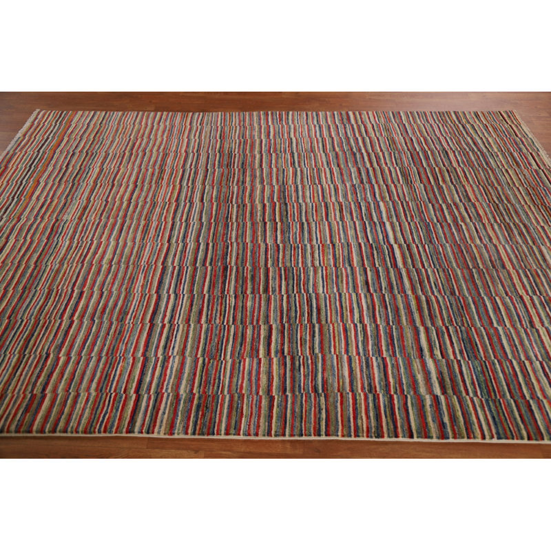 Tapis oriental rayé Gabbeh 6 x 8