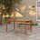 Table de salle à manger d'extérieur en bois massif l 59,1 "pour 6 personnes, table de patio rectangulaire avec plateau à lattes