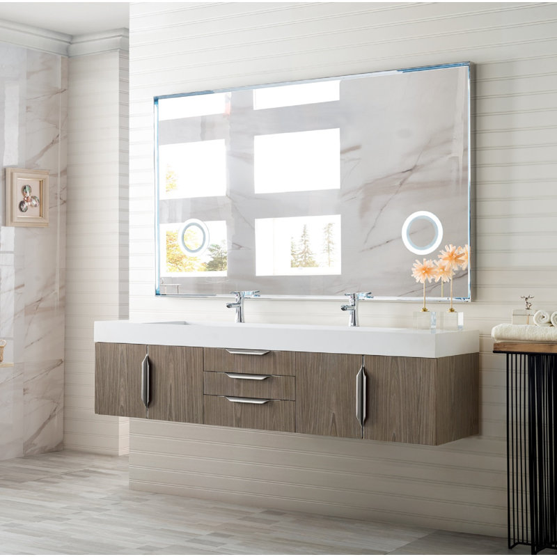 Mercer Island 72'' W Double Vanity, Ash Gray, Brushed Nickel