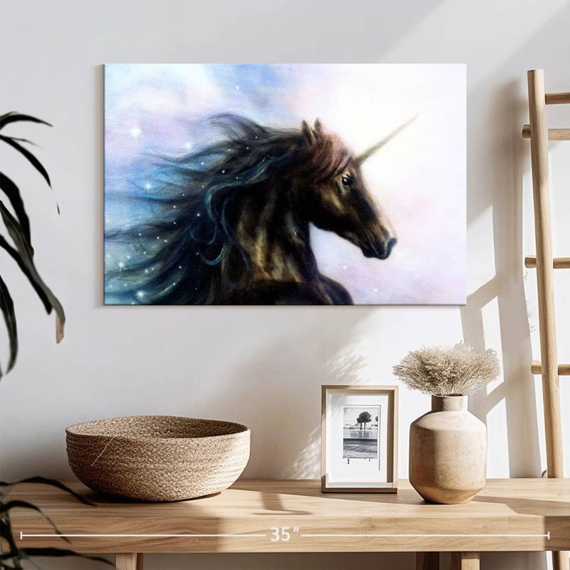 Kelan Black Unicorn, 16" H x 24" W