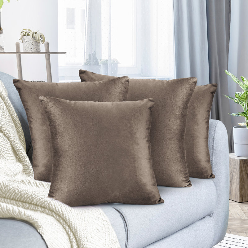 Solid Colour Velvet Reversible Pillow Cover, Chocolate Brown, Square 26"H x 26"W