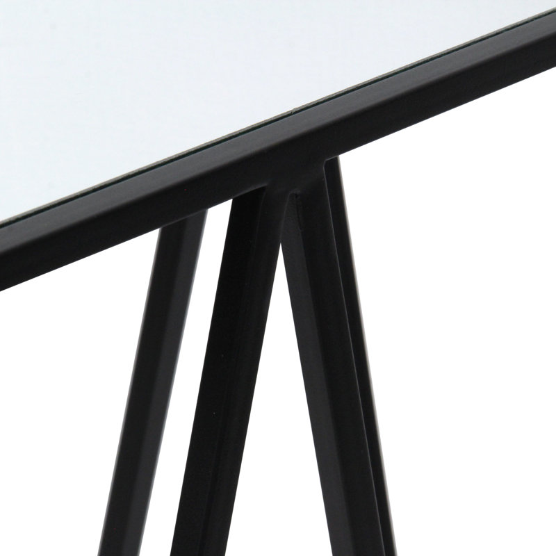 Aeriva Set of 2 Square Metal Modern Tables | Mirror Top | - Black, Black