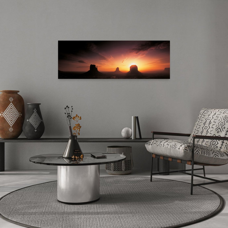 Monument Valley, Utah, États-Unis, paisible paysage serein abstrait coucher de soleil, art mural, H 12 po x l 36 po